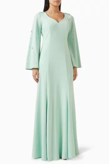 فستان سهرة مطرز بخرز