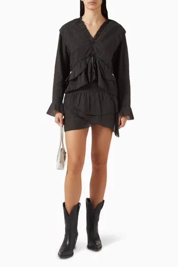 Damienne Frill Top in Cotton & Linen Gauze