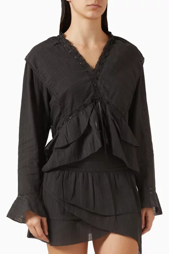 Damienne Frill Top in Cotton & Linen Gauze