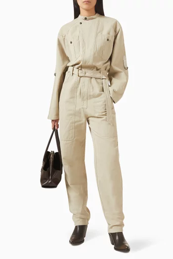 Nessime Belted Jumpsuit in Cotton Blend