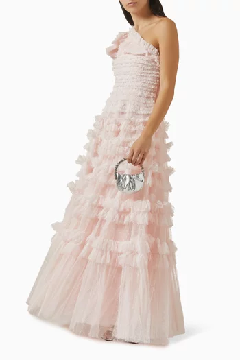 Lisette Ruffle One-shoulder Gown