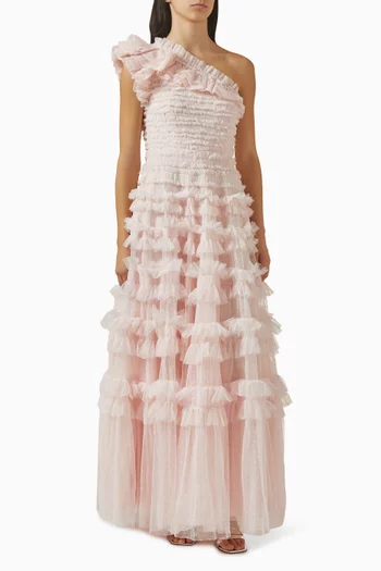 Lisette Ruffle One-shoulder Gown