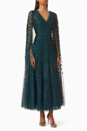 green emerald velvet dress Needle & Thread