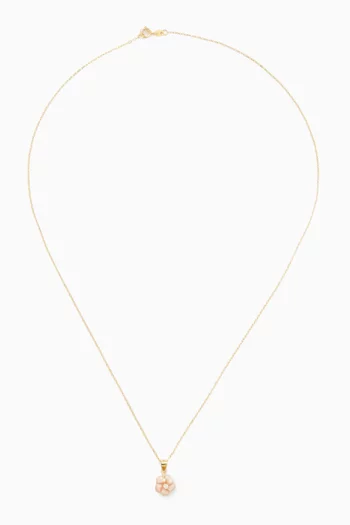 قلادة بدلاية على شكل زهرة مرصعة بالماس ذهب عيار 18