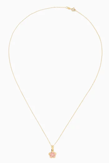 قلادة بدلاية على شكل زهرة مرصعة بالماس ذهب عيار 18