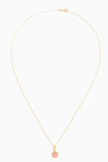 قلادة بدلاية على شكل زهرة مرصعة بالماس ذهب عيار 18