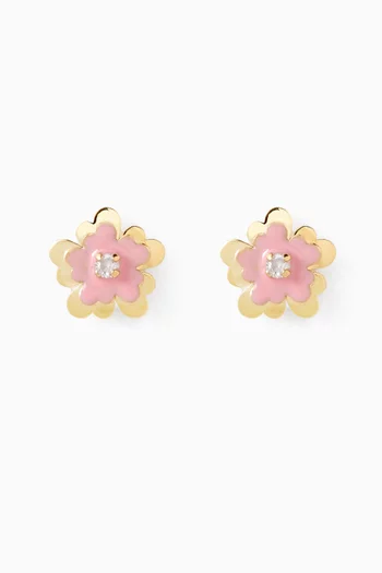 Floral Diamond Stud Earrings in 18kt Gold
