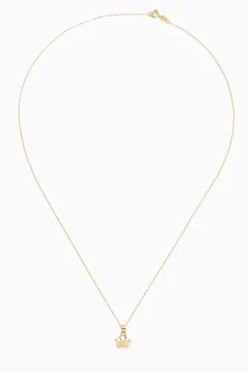 قلادة بتصميم تاج مرصع بالماس واللؤلؤ ذهب عيار 18