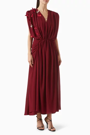 Butterfly Midi Dress in Chiffon