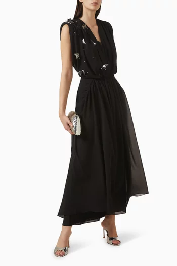 Butterfly Midi Dress in Chiffon