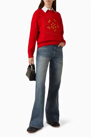 سترة منسوجة بشعار زهرة بوكي صوف