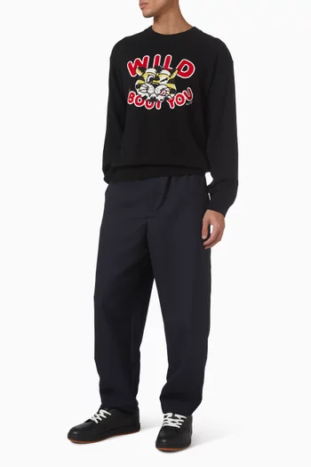 سترة بشعار نمر بري صوف قطني