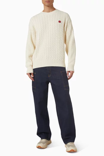 سترة مزينة بزهرة بوكي قماش منسوج