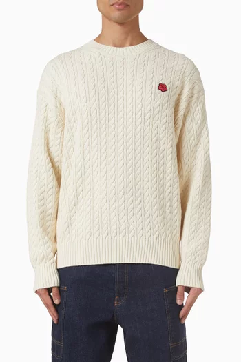 سترة مزينة بزهرة بوكي قماش منسوج