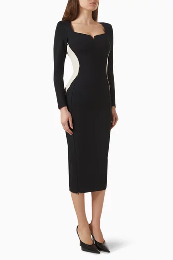 Notchy Pencil Dress in Rayon Blend