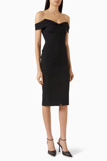 Corset Off-shoulder Dress in Rayon Blend