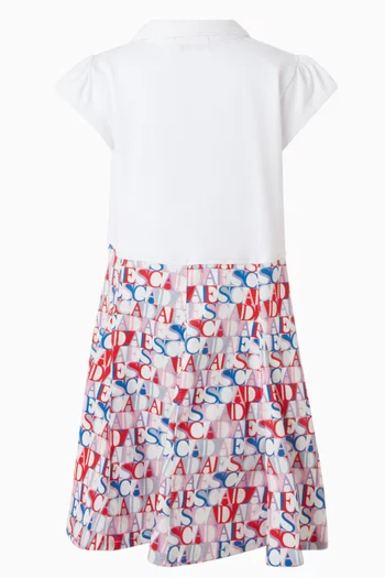 فستان بنمط قميص بطبعة شعار الماركة قطن