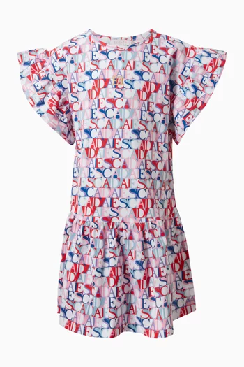 فستان بطبعة شعار الماركة قطن