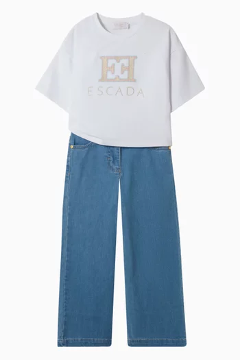 تي شيرت مطرز بشعار الماركة قطن