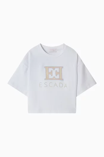 تي شيرت مطرز بشعار الماركة قطن