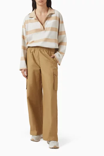 بلوزة بريب بقصة فضفاضة قطن