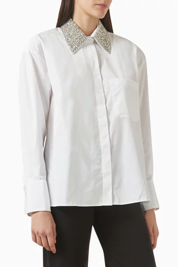 EB Crystal-collar Shirt in Cotton-poplin