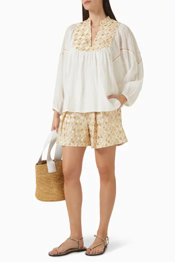 High-waist Shorts in Jacquard