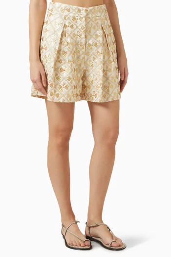 High-waist Shorts in Jacquard