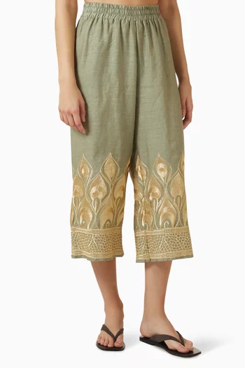 Embroidered Crop Pants