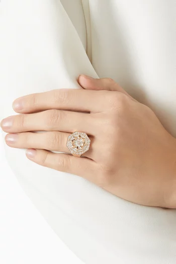 Thaman Motif Diamond Ring in 18kt Rose Gold