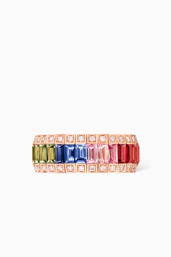 Noor Sapphire Baguette Ring in 18kt Rose Gold