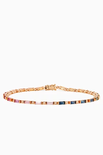 Small Noor Sapphire Baguette Bracelet in 18kt Rose Gold