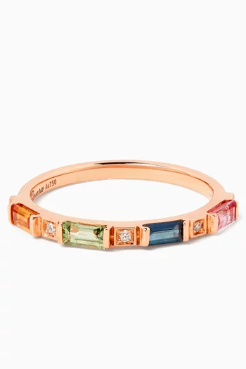 Small Noor Sapphire Baguette Ring in 18kt Rose Gold