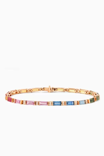 Large Noor Sapphire Baguette Bracelet in 18kt Rose Gold