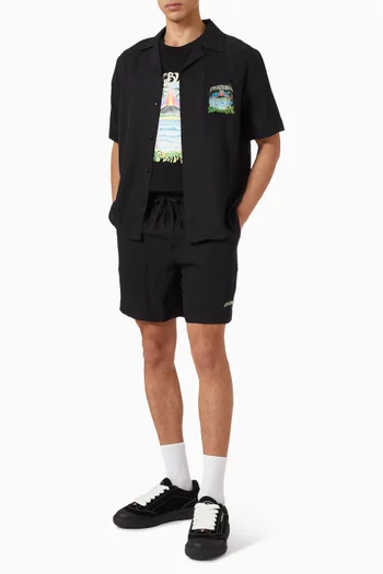 شورت بطبعة بركان حرير جاكار