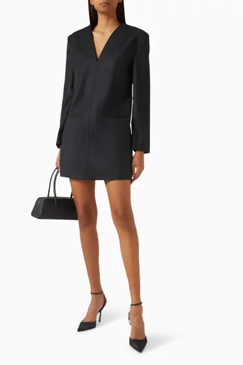 Tuxedo Dress in Wool-flannel