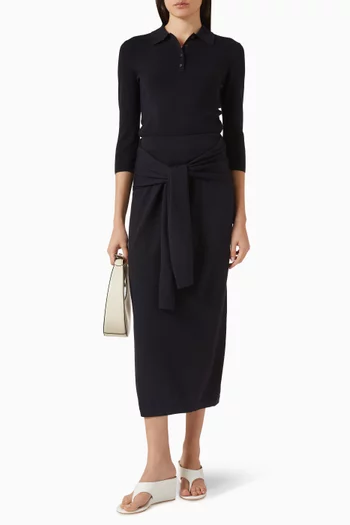 Tie-waist Midi Skirt in Merino-wool