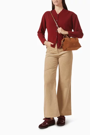 كارديغان صوف مارينو بفتحة رقبة على شكل حرف V‏