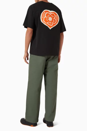 تي شيرت فضفاض بزهرة بوكي وقلب قطن