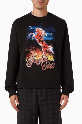 Lucky Horses Sweatshirt in Cotton-fleece