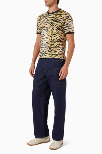 تي شيرت بطبعة نمر قطن