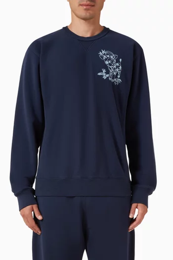 Badged Embroidered Sweatshirt in Cotton-wool