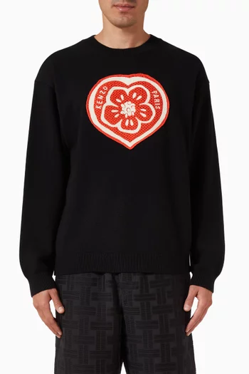 سترة بزهرة بوكي وقلب قماش منسوج