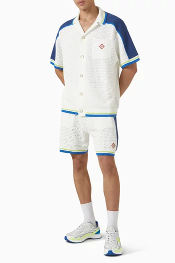 قميص مزيج نسيج كروشيه وقطن