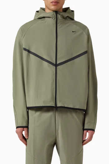 جاكيت شوري واقٍ من الرياح بتصميم منسوج بسحّاب كامل قماش معالج