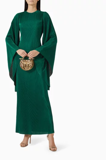 Pleated Cape-sleeve Dress
