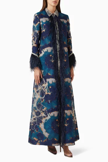 Feather-trim Jacket Set