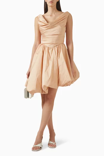 À Demi Cowl-neck Dress in Taffeta