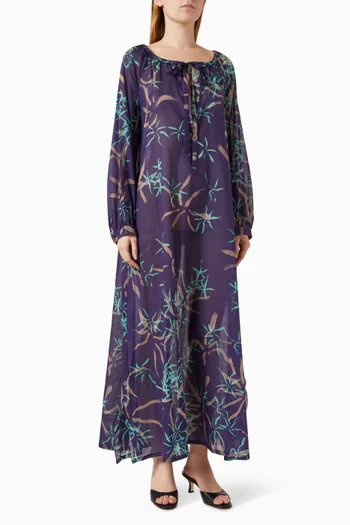 Paros Printed Dress in Cotton Voile