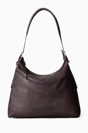 Belted Hobo Bag in Smooth Leather